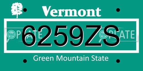 6259ZS Vermont License Plate