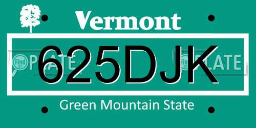 625DJK Vermont License Plate