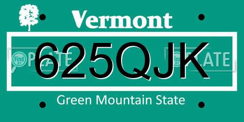 625QJK Vermont License Plate