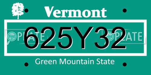 625Y32 Vermont License Plate