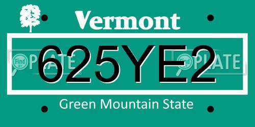 625YE2 Vermont License Plate