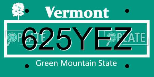 625YEZ Vermont License Plate