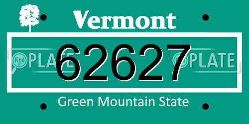 62627 Vermont License Plate