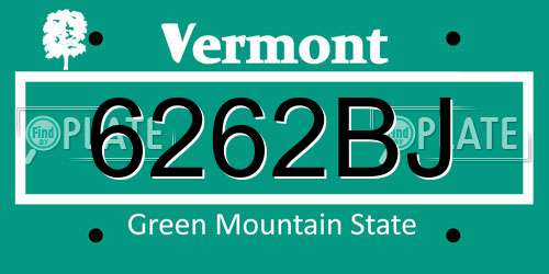 6262BJ Vermont License Plate