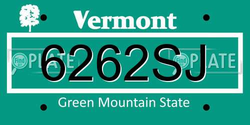 6262SJ Vermont License Plate