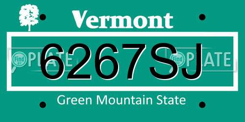 6267SJ Vermont License Plate