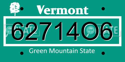 62714O6 Vermont License Plate