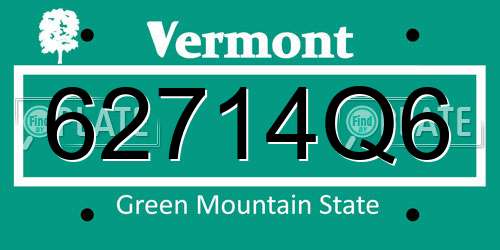 62714Q6 Vermont License Plate