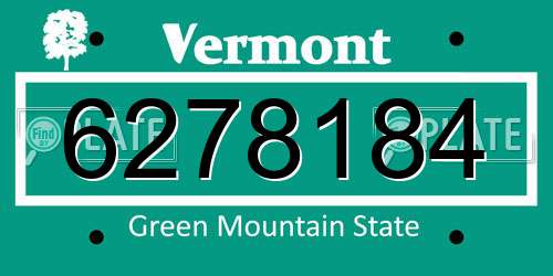 6278184 Vermont License Plate