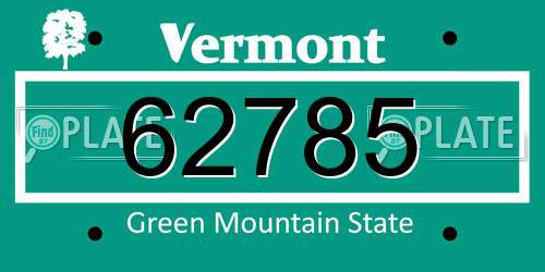 62785 Vermont License Plate