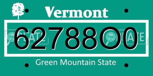 62788O0 Vermont License Plate