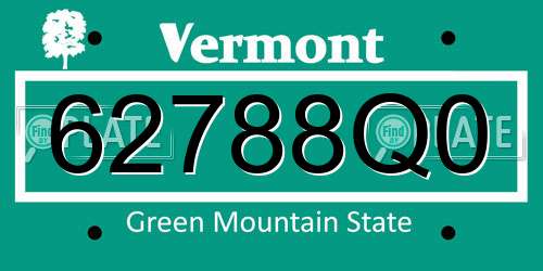 62788Q0 Vermont License Plate