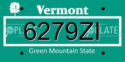 6279ZI Vermont License Plate
