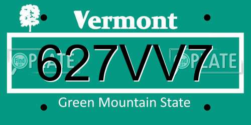 627VV7 Vermont License Plate