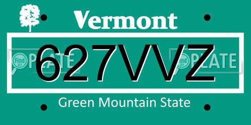 627VVZ Vermont License Plate