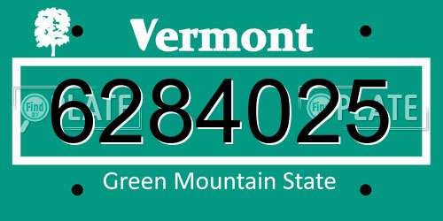 6284025 Vermont License Plate