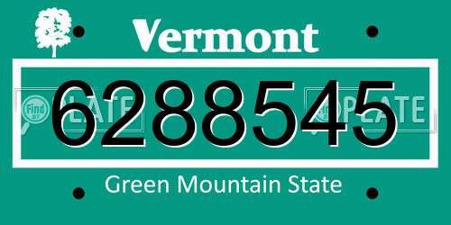 6288545 Vermont License Plate