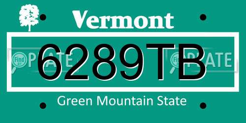 6289TB Vermont License Plate