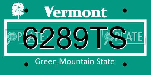 6289TS Vermont License Plate