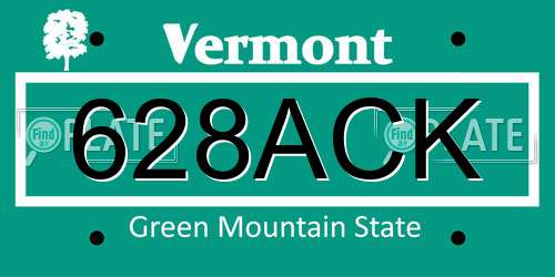 628ACK Vermont License Plate