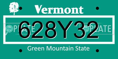 628Y32 Vermont License Plate