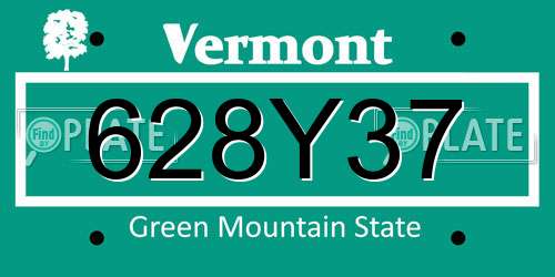 628Y37 Vermont License Plate