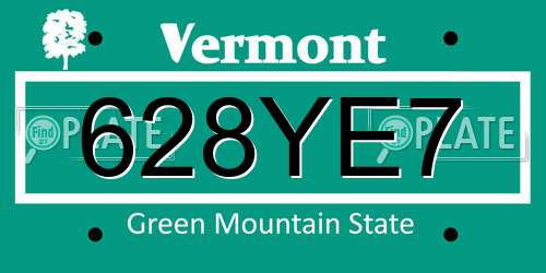 628YE7 Vermont License Plate
