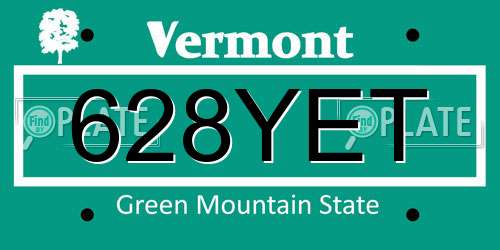 628YET Vermont License Plate