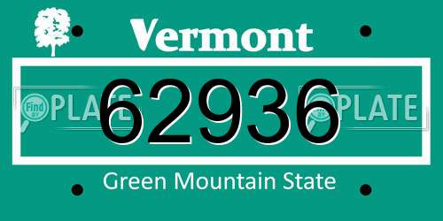 62936 Vermont License Plate