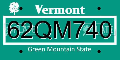 62QM740 Vermont License Plate