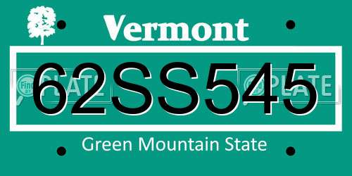 62SS545 Vermont License Plate