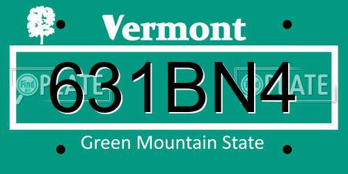 631BN4 Vermont License Plate