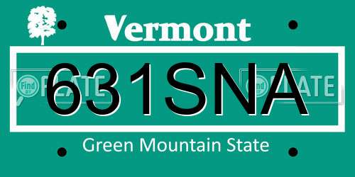 631SNA Vermont License Plate