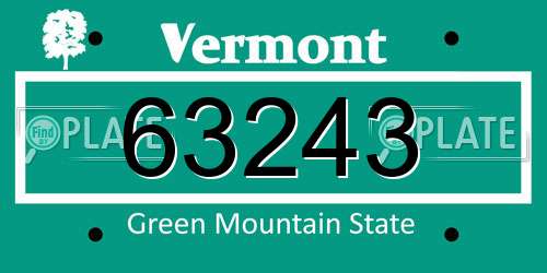 63243 Vermont License Plate