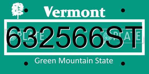 632566ST Vermont License Plate