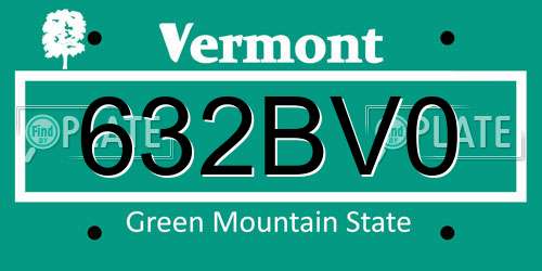 632BV0 Vermont License Plate