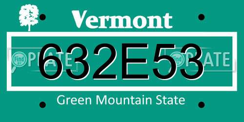 632E53 Vermont License Plate