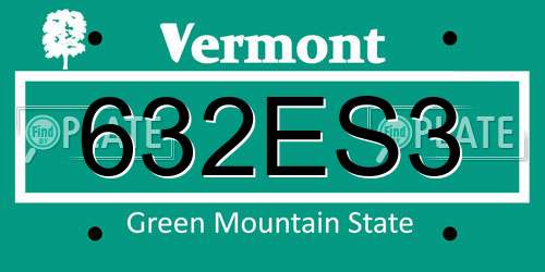 632ES3 Vermont License Plate