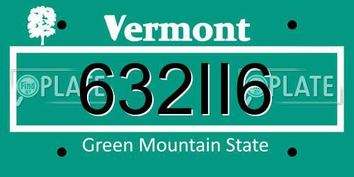 632II6 Vermont License Plate