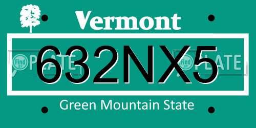 632NX5 Vermont License Plate