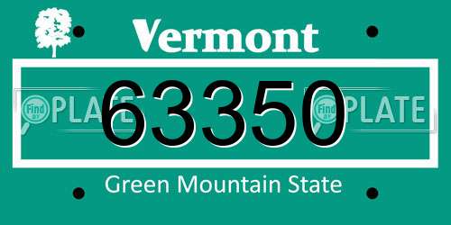 63350 Vermont License Plate