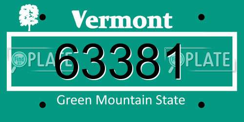 63381 Vermont License Plate
