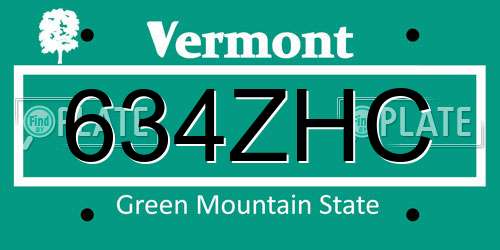 634ZHC Vermont License Plate