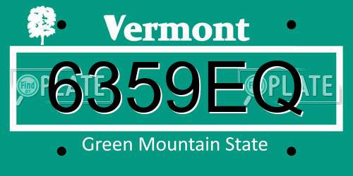 6359EQ Vermont License Plate