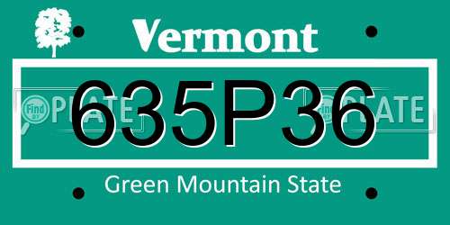 635P36 Vermont License Plate
