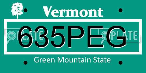 635PEG Vermont License Plate