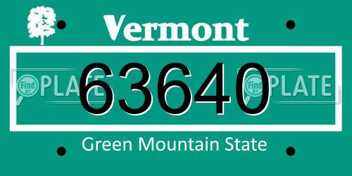 63640 Vermont License Plate