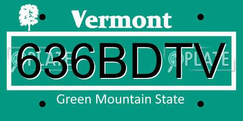 636BDTV Vermont License Plate