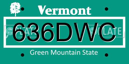 636DWC Vermont License Plate