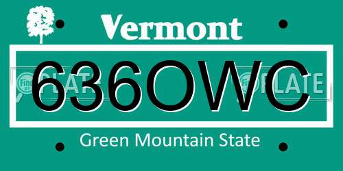 636OWC Vermont License Plate